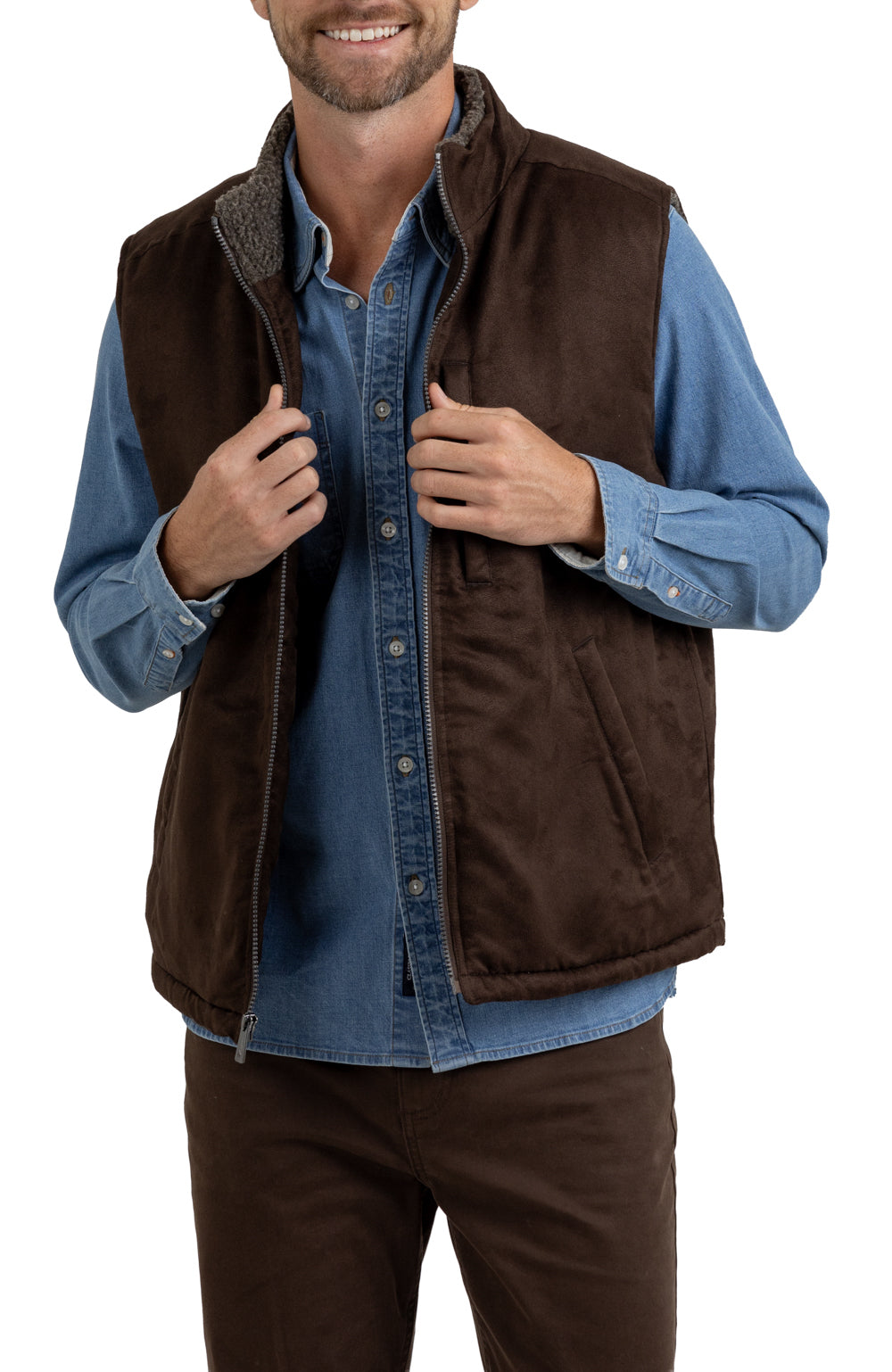 Mens Brown Rainforest Suede deals material Jacket with leather collar